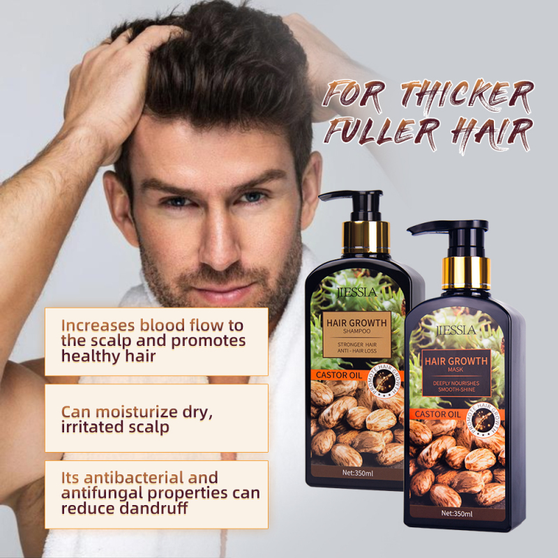 Jiessia 350ml hair care treatment smooth castor oil repair damaged anti hair loss hair growth mask