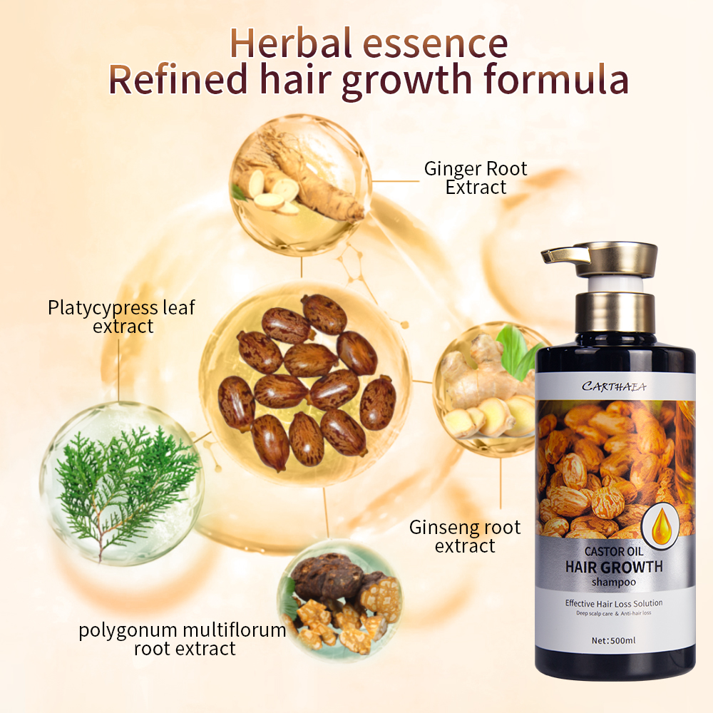 New 500ml castor oil hair growth shampoo anti hair loss shampoo