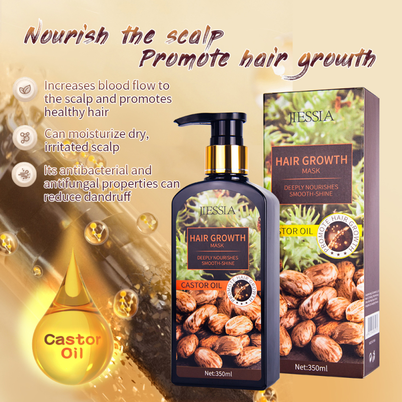 Jiessia 350ml hair care treatment smooth castor oil repair damaged anti hair loss hair growth mask