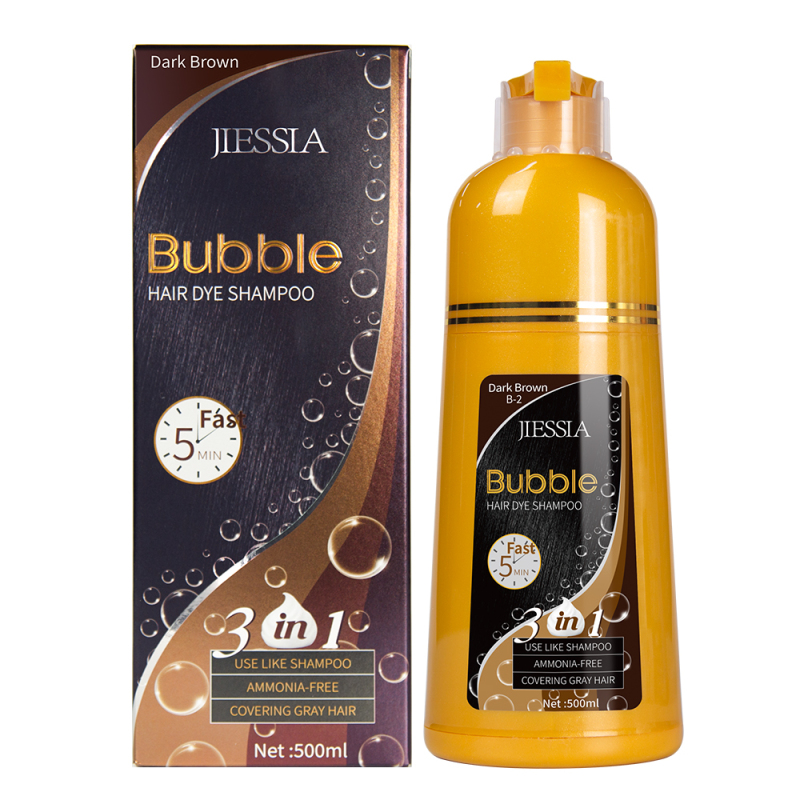 Jiessia herbal 100% Cover Grey hair permanent bubble herbal black hair dye shampoo