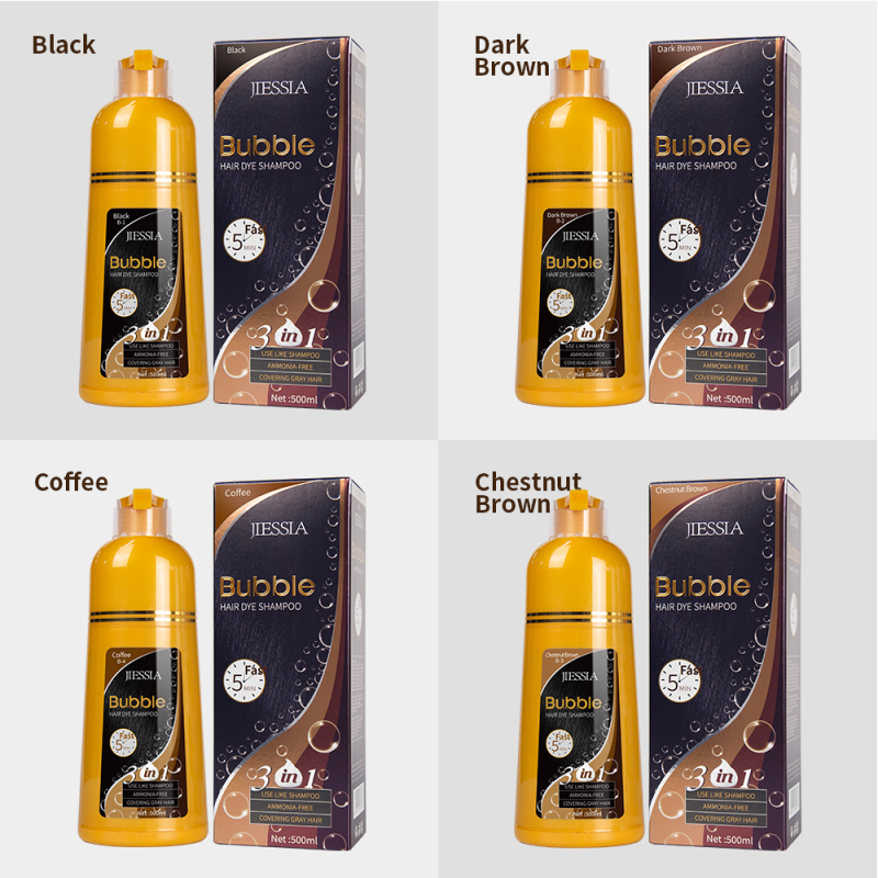 Jiessia herbal 100% Cover Grey hair permanent bubble herbal black hair dye shampoo