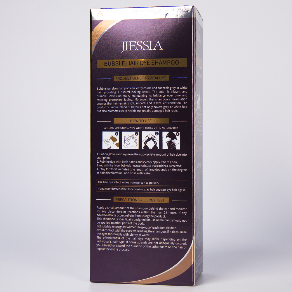 Jiessia herbal 100% Cover Grey hair permanent bubble herbal black hair dye shampoo