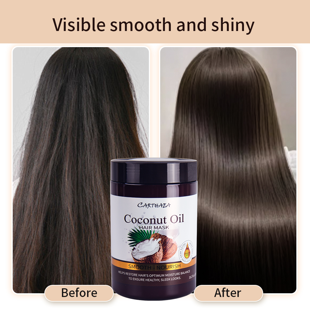 Carthaea private label hair care treatment anti frizz smooth repair damaged coconut hair mask