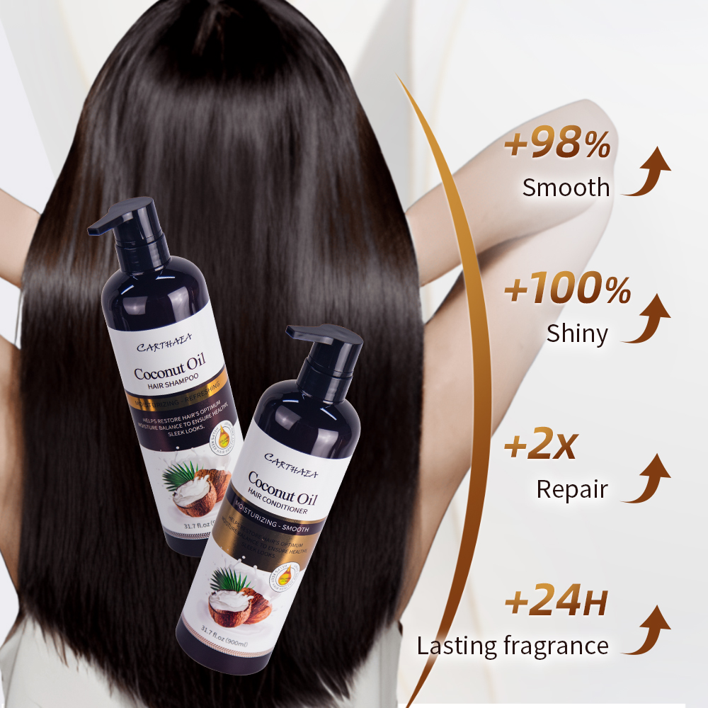 Private label wholesale repair damaged coconut oil hair care treatment shampoo and conditioner