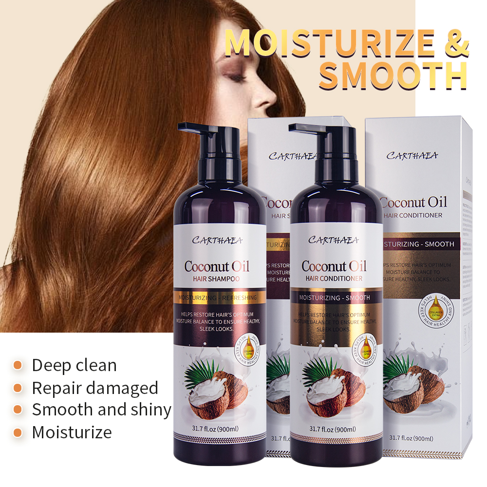 Private label wholesale repair damaged coconut oil hair care treatment shampoo and conditioner