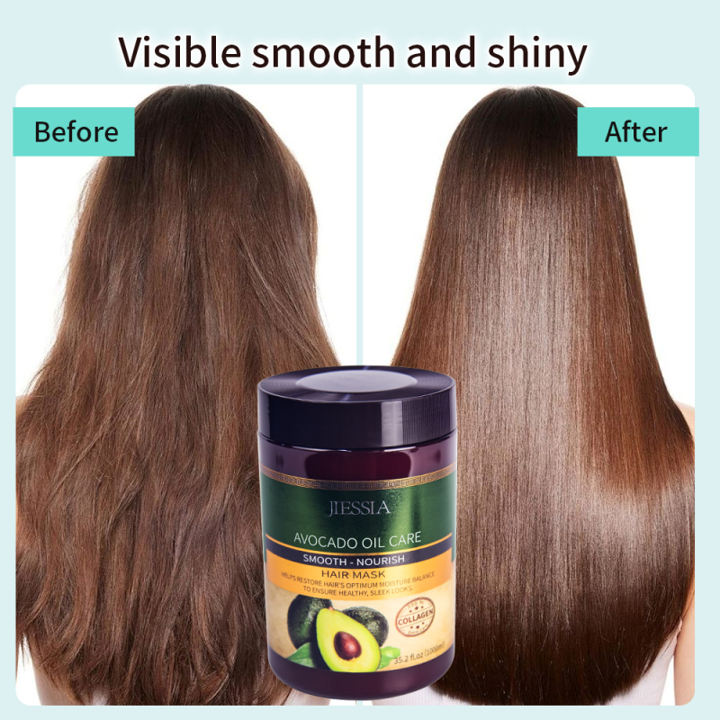 Jiessia private label hair care treatment avocado anti frizz smooth repair damaged hair mask