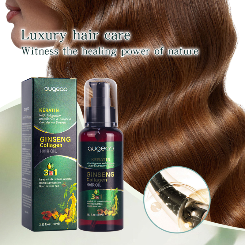 Augeas Hair care Treatment herbal keratin ginger collagen essential Serum Nourishing Hair Oil