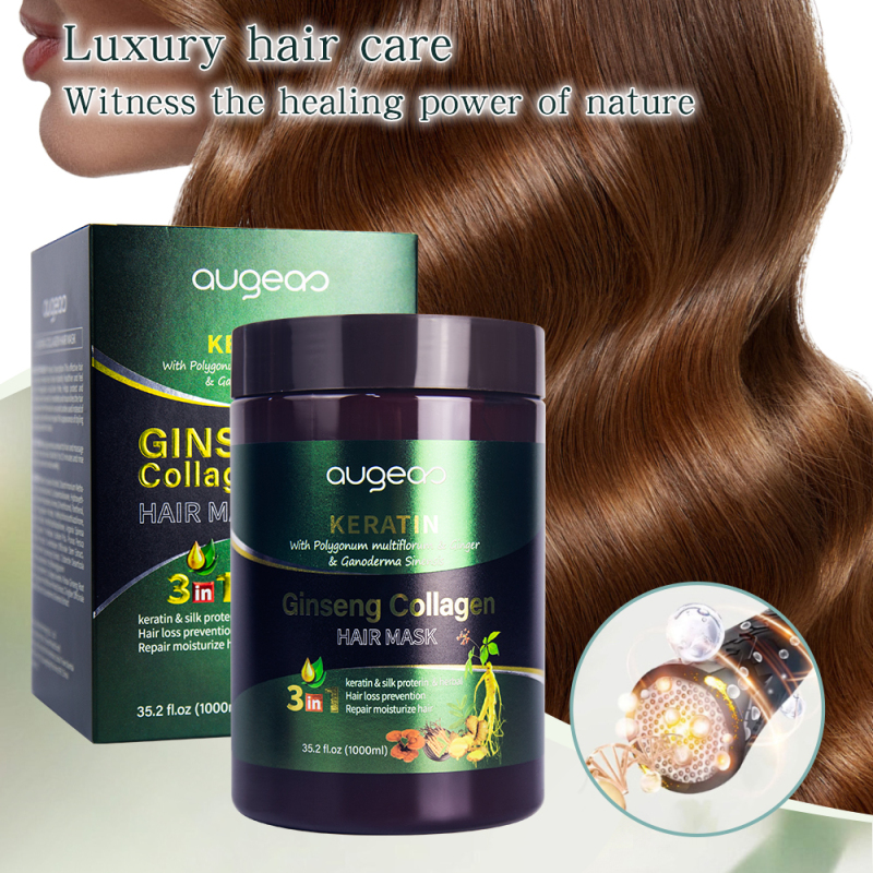 Augeas private label hair care treatment herbal collagen anti frizz smooth repair damaged hair mask
