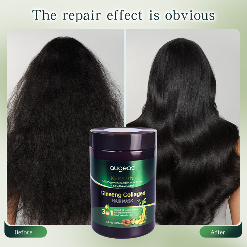 Augeas private label hair care treatment herbal collagen anti frizz smooth repair damaged hair mask