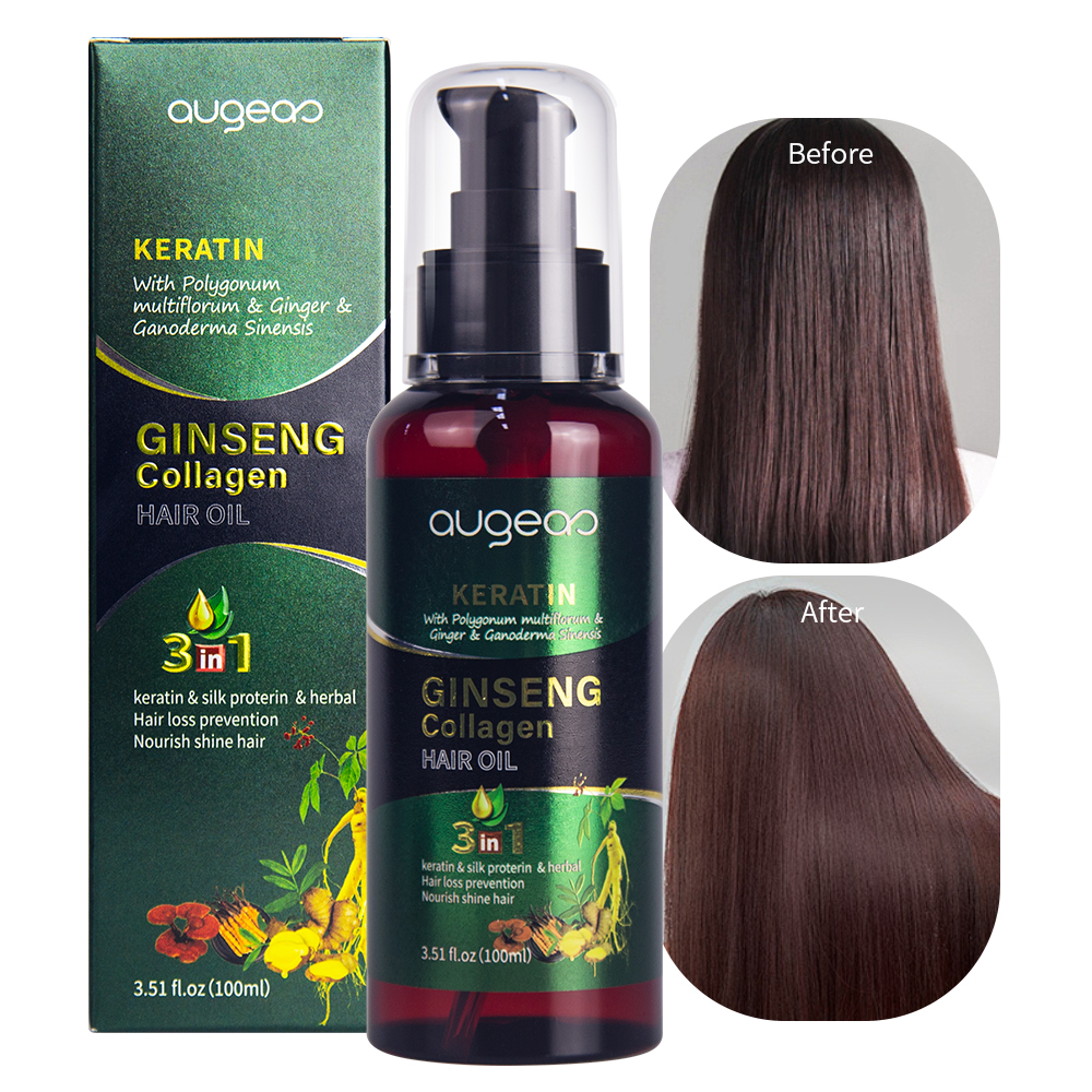 Augeas Hair care Treatment herbal keratin ginger collagen essential Serum Nourishing Hair Oil