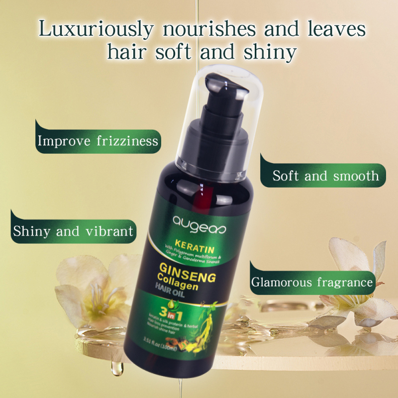 Augeas Hair care Treatment herbal keratin ginger collagen essential Serum Nourishing Hair Oil