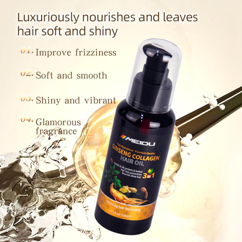 Meidu Hair care Treatment herbal keratin ginger collagen essential Serum Nourishing long Hair Oil