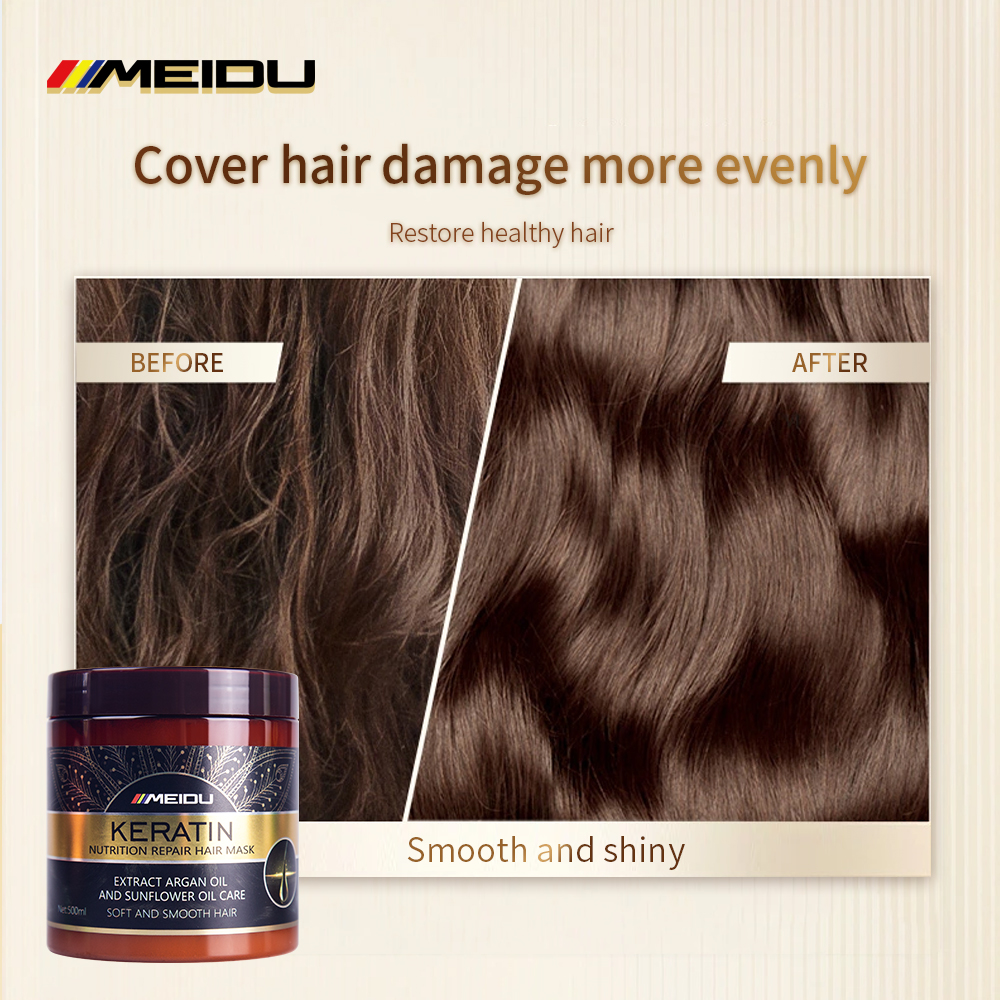 Meidu private label hair care treatment anti frizz smooth repair damaged keratin hair mask