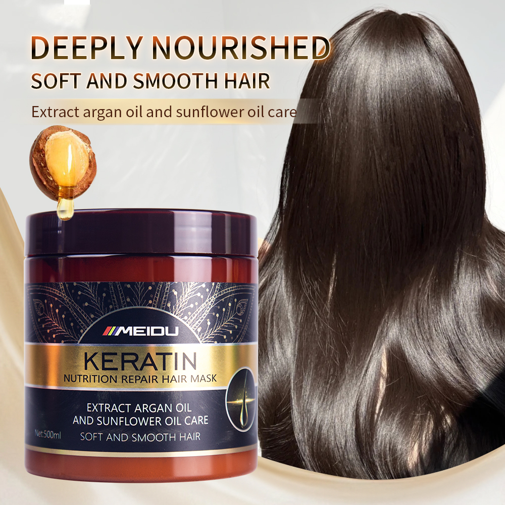 Meidu private label hair care treatment anti frizz smooth repair damaged keratin hair mask