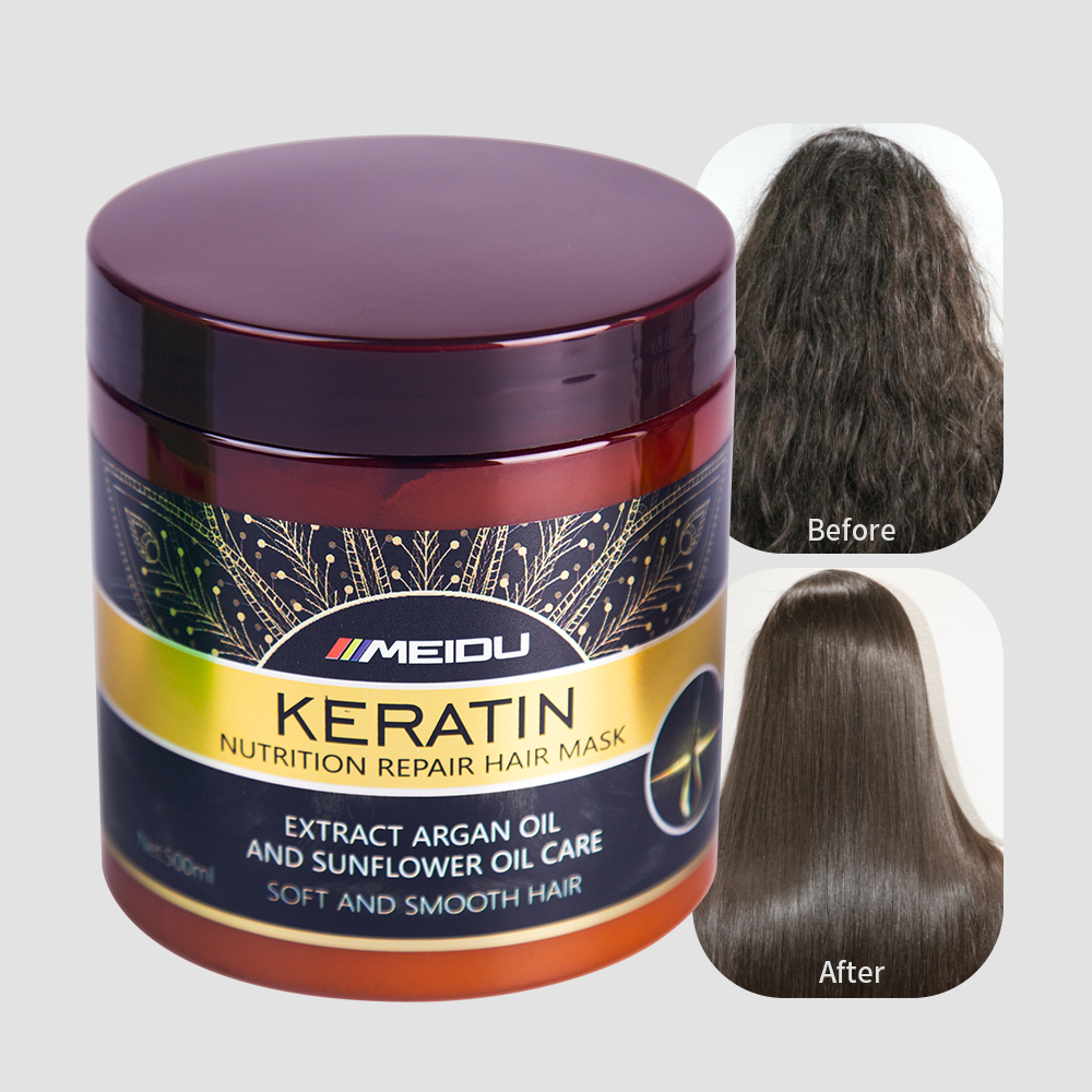 Meidu private label hair care treatment anti frizz smooth repair damaged keratin hair mask