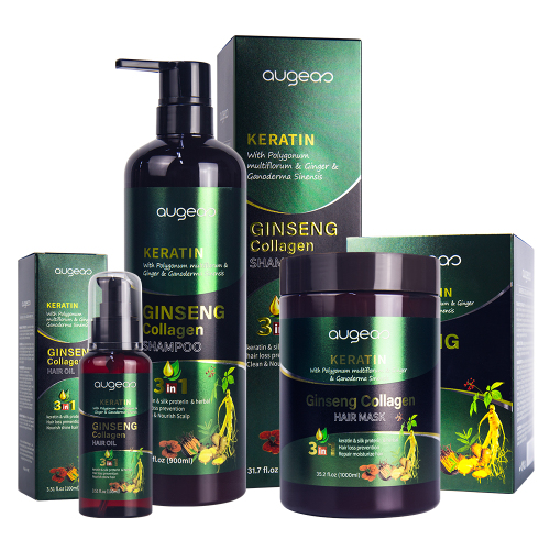 Augeas collagen herbal natural anti dandruff control hair oil shampoo mask care set