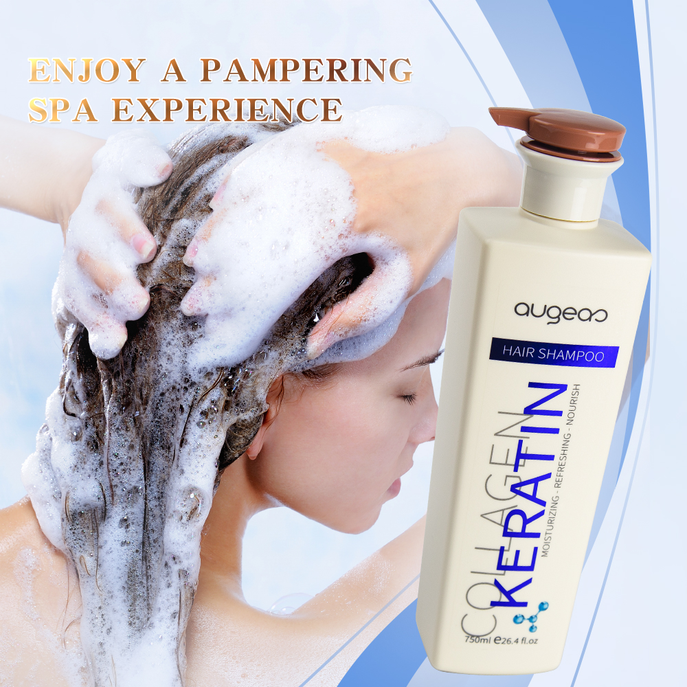 Augeas hair care treatment anti frizz keratin collagen scalp care hair shampoo and conditioner set