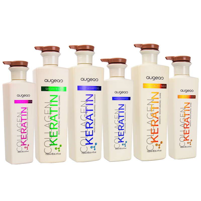 Augeas hair care treatment anti frizz keratin collagen scalp care hair shampoo and conditioner set