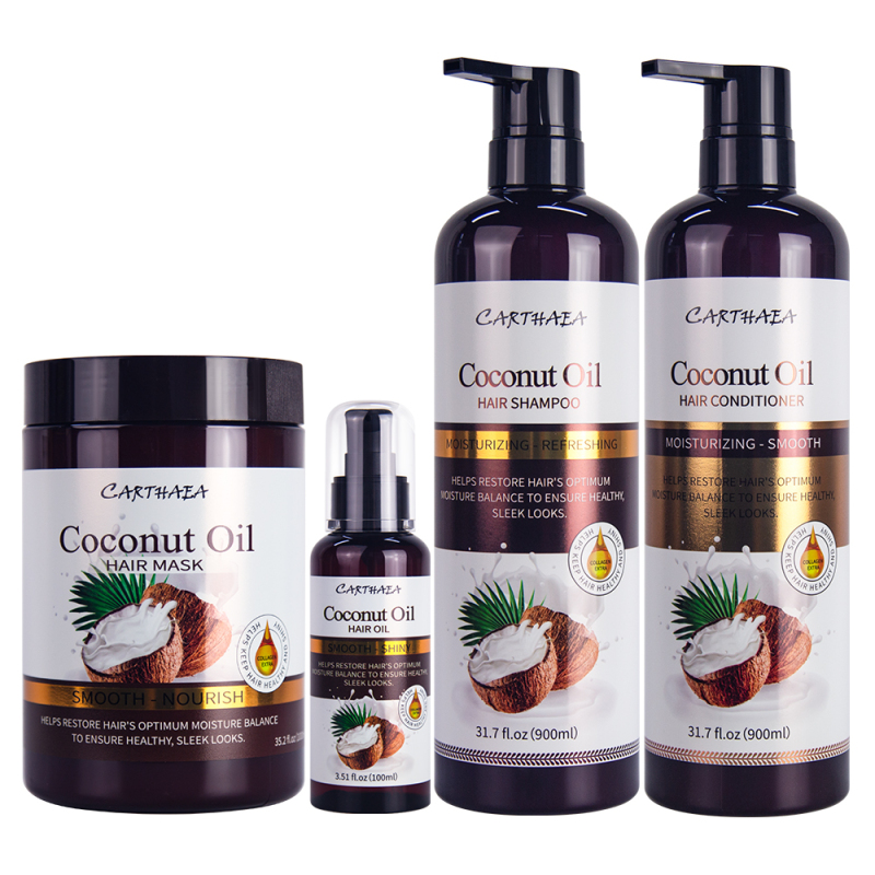Private label wholesale hair care set repair damaged coconut oil hair care treatment shampoo and conditioner