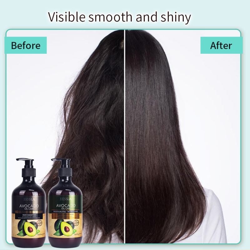 Private label anti frizz repair damaged hair care treatment avocado oil shampoo and conditioner set
