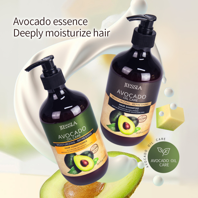 Private label anti frizz repair damaged hair care treatment avocado oil shampoo and conditioner set