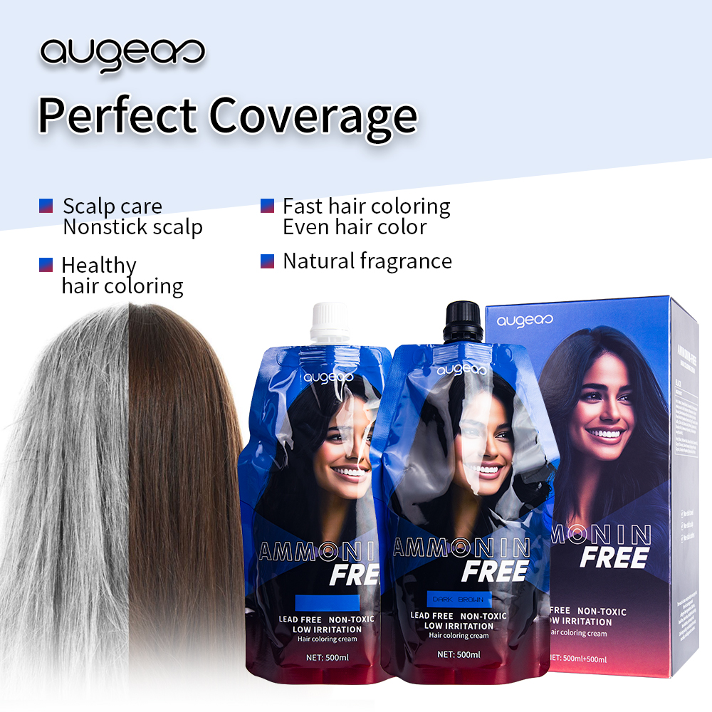 Augeas permanent professional salon blackening cover gray white dye black hair color cream