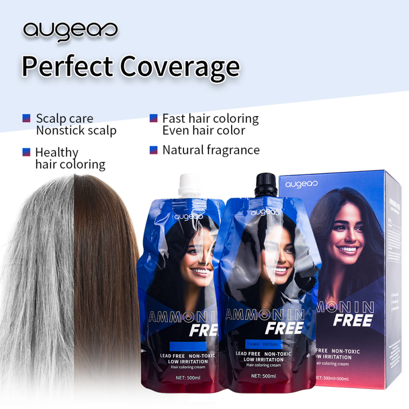 Augeas permanent professional salon blackening cover gray white dye black hair color cream
