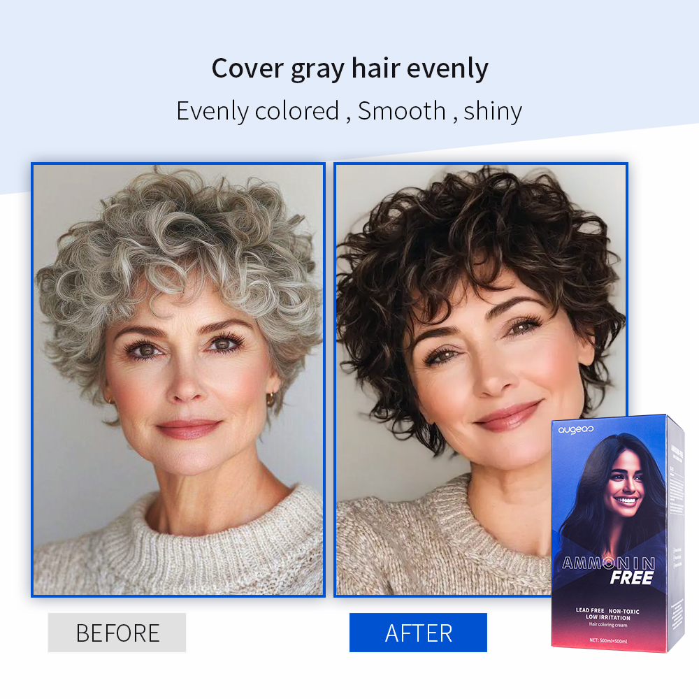 Augeas permanent professional salon blackening cover gray white dye black hair color cream
