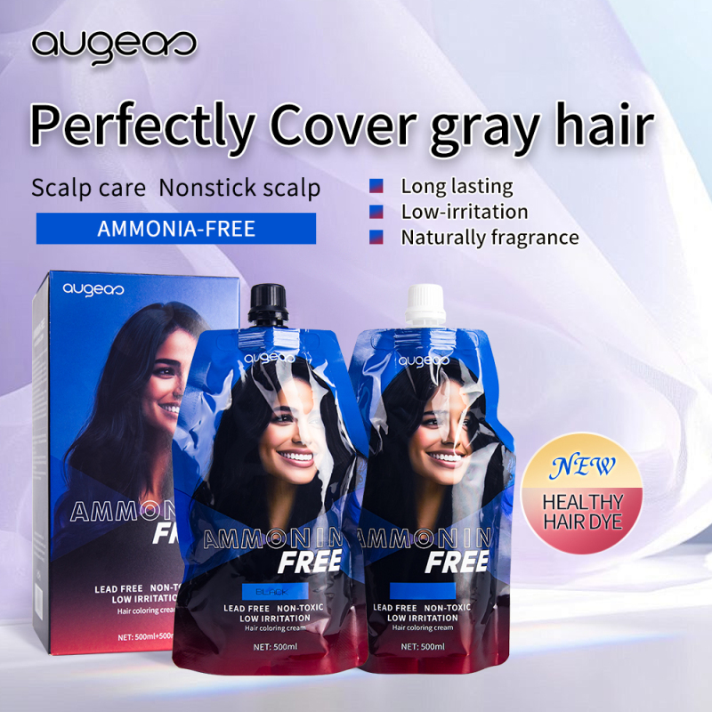 Augeas permanent professional salon blackening cover gray white dye black hair color cream