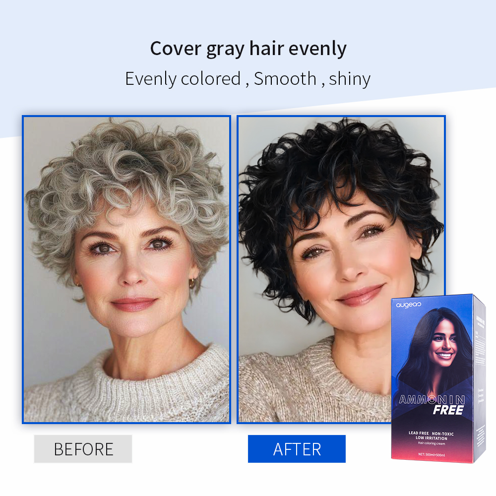 Augeas permanent professional salon blackening cover gray white dye black hair color cream