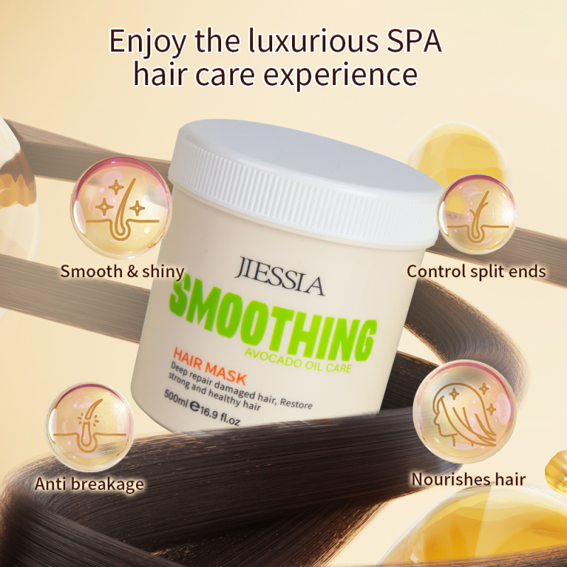 Jiessia private label hair care treatment avocado anti frizz repair damaged smooth hair mask