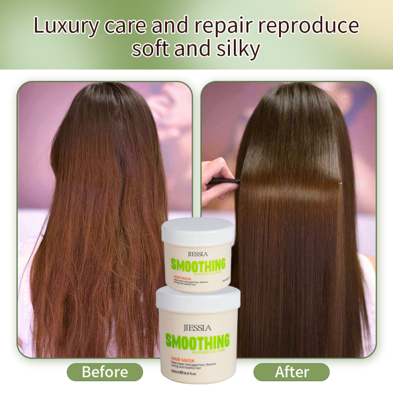 Jiessia private label hair care treatment avocado anti frizz repair damaged smooth hair mask
