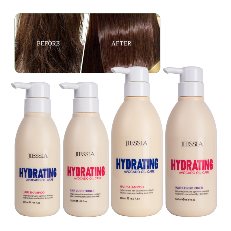 Private label anti frizz repair damaged hair care treatment set avocado oil shampoo and conditioner