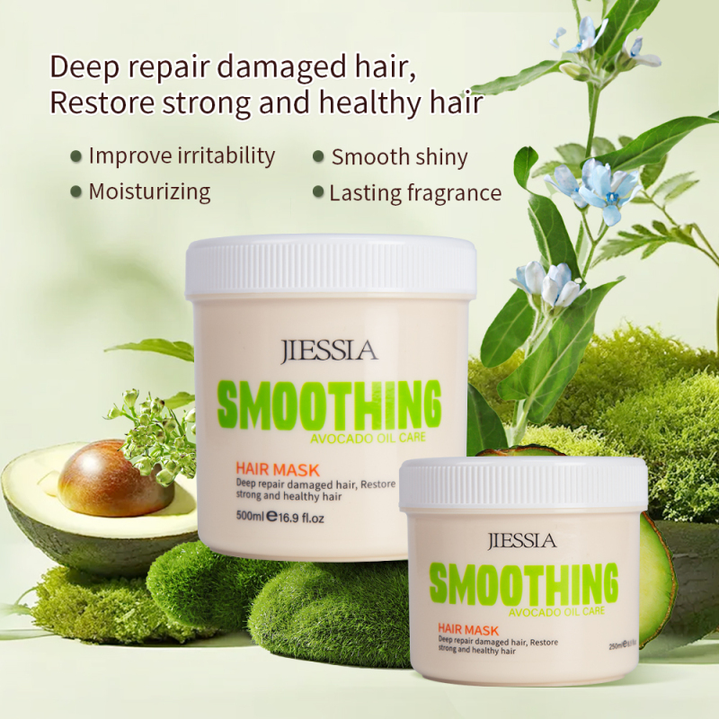 Jiessia private label hair care treatment avocado anti frizz repair damaged smooth hair mask
