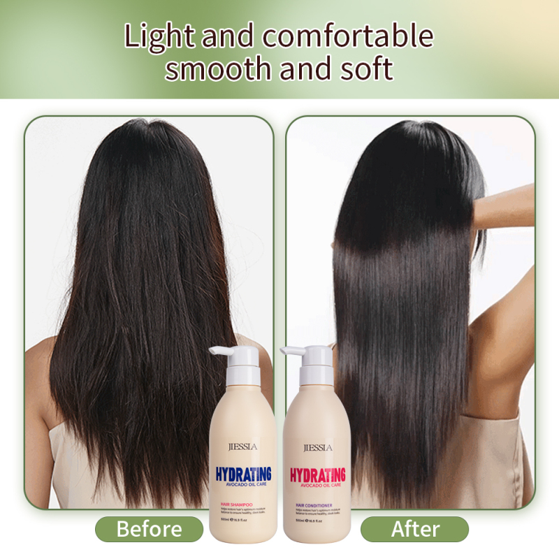 Jiessia Private label anti frizz repair damaged hair care treatment set avocado oil shampoo and conditioner