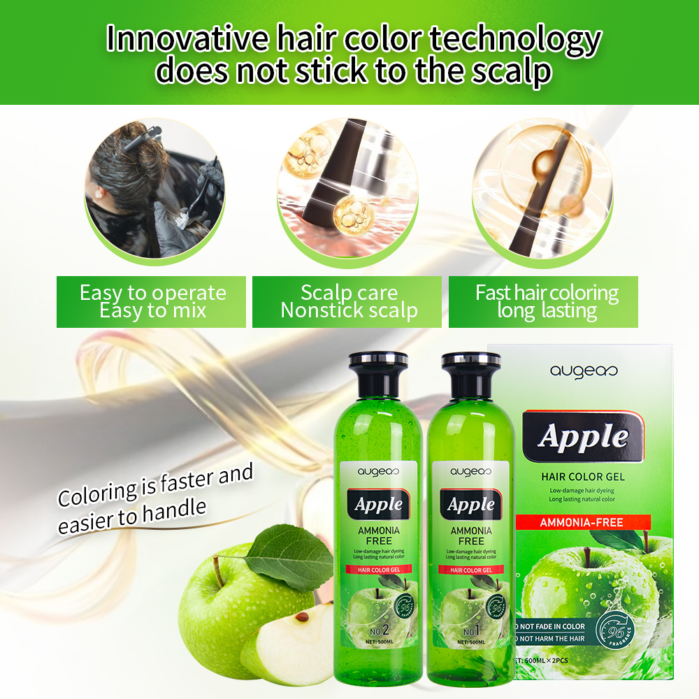Augeas permanent salon blackening cover gray white dye black hair color gel