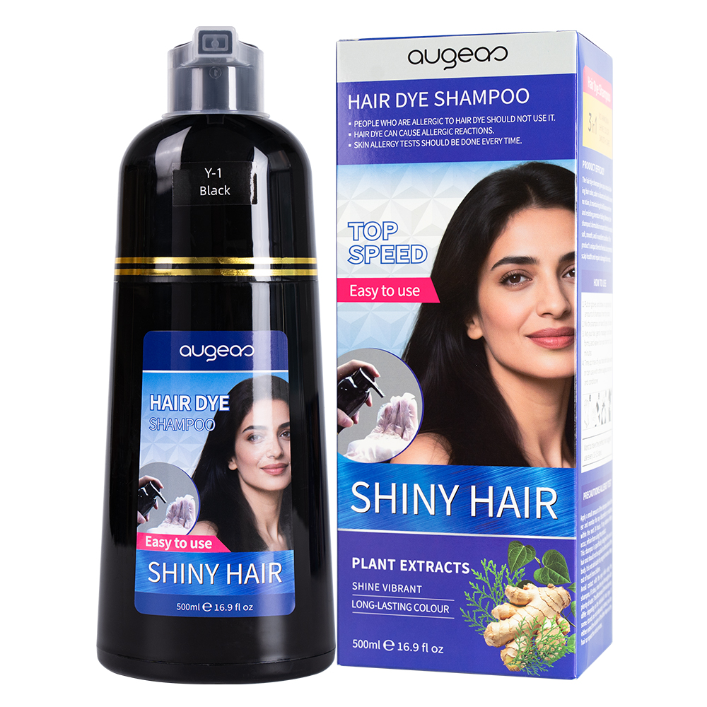 Wholesale 3 in 1 Shampoo Cover Canas Gray Permanent Color Augeas Herbal Black Hair Dye Shampoo