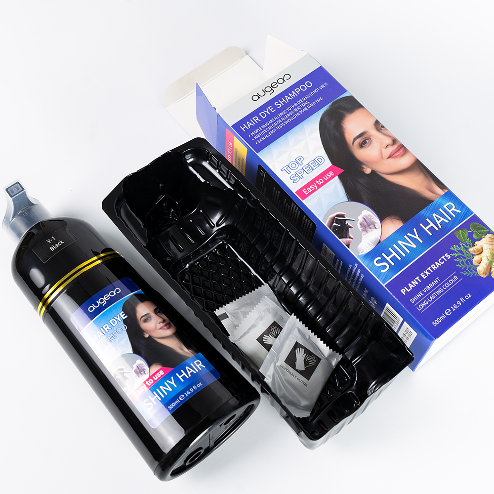 Wholesale 3 in 1 Shampoo Cover Canas Gray Permanent Color Augeas Herbal Black Hair Dye Shampoo