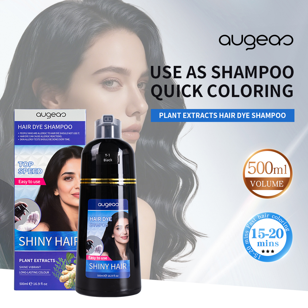 Wholesale 3 in 1 Shampoo Cover Canas Gray Permanent Color Augeas Herbal Black Hair Dye Shampoo