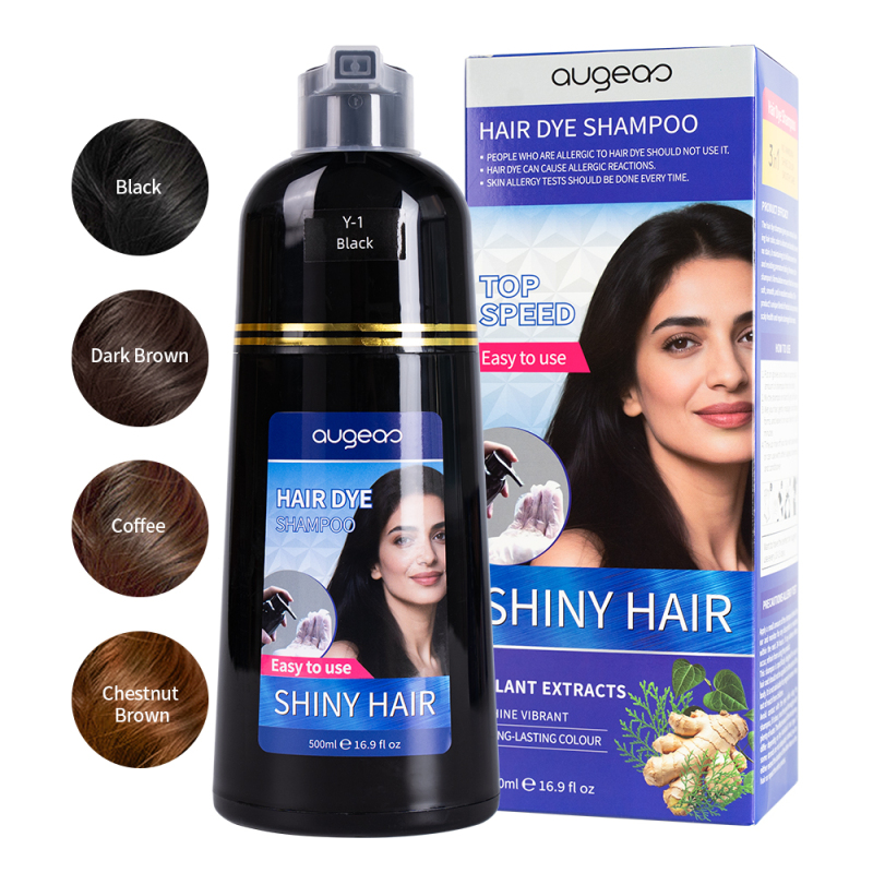 Wholesale 3 in 1 Shampoo Cover Canas Gray Permanent Color Augeas Herbal Black Hair Dye Shampoo