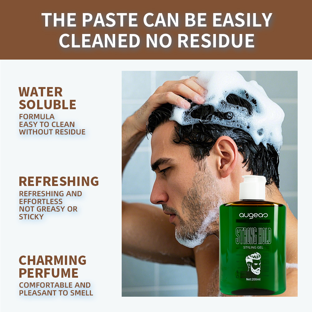 Wholesale New Arrival 72H Strong Hold Styling Gel Water Soluble No Residue Hair Gel for Men