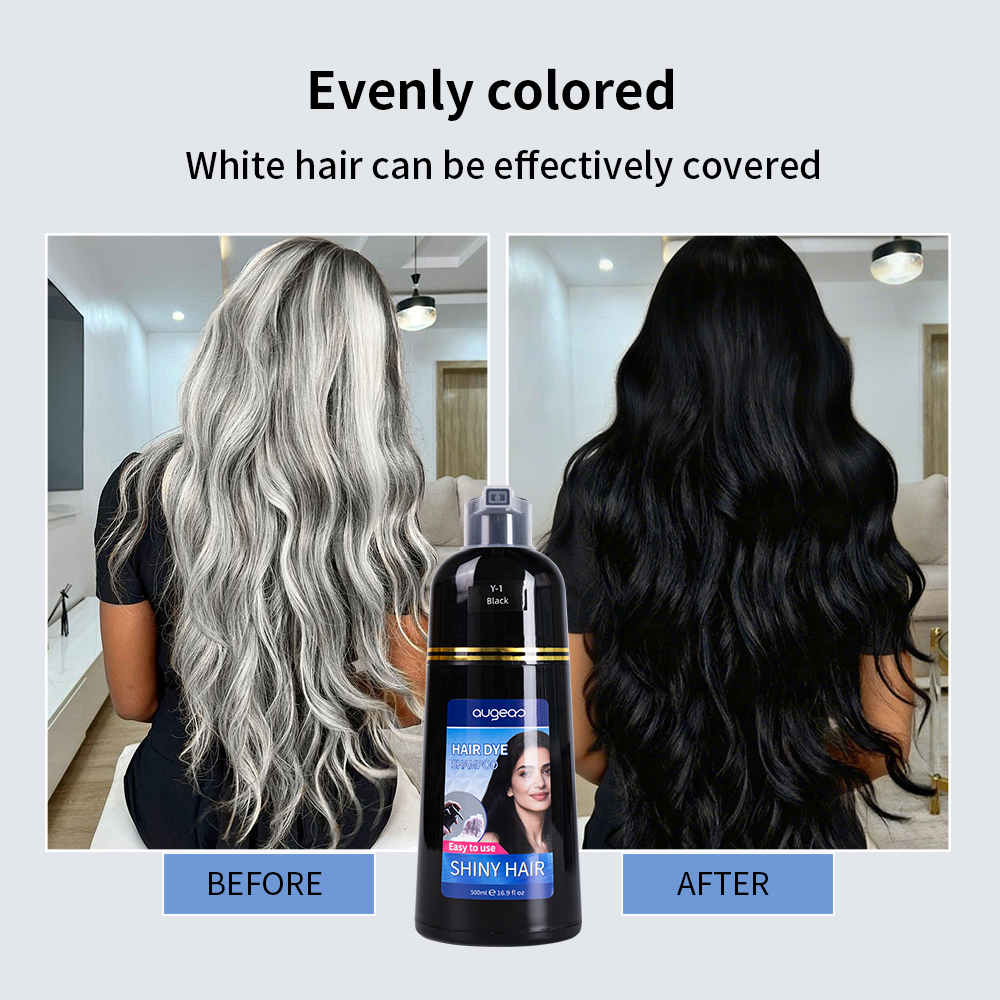 Wholesale 3 in 1 Shampoo Cover Canas Gray Permanent Color Augeas Herbal Black Hair Dye Shampoo