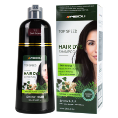 Meidu Ammonia Free Covers Canas White Herbal Dark Brown 3 in 1 Black Hair Dye Shampoo for Gray Hair