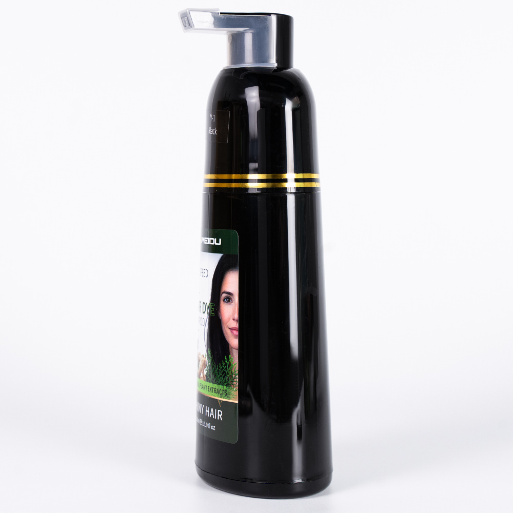 Meidu Ammonia Free Covers Canas White Herbal Dark Brown 3 in 1 Black Hair Dye Shampoo for Gray Hair