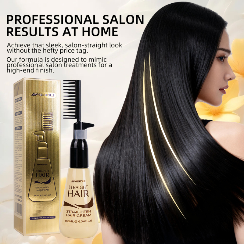 Private Label Best MEIDU 180ML Soften Herbal Rebonding Permanent Keratin Straight Hair Cream with Comb