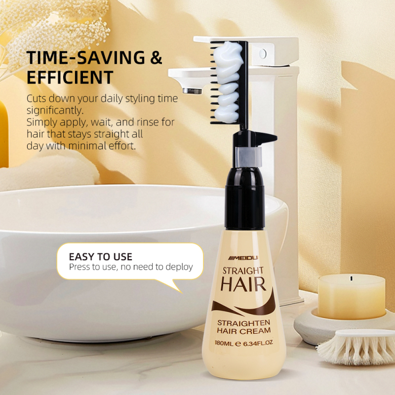 Private Label Best MEIDU 180ML Soften Herbal Rebonding Permanent Keratin Straight Hair Cream with Comb