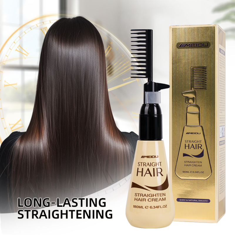 Private Label Best MEIDU 180ML Soften Herbal Rebonding Permanent Keratin Straight Hair Cream with Comb