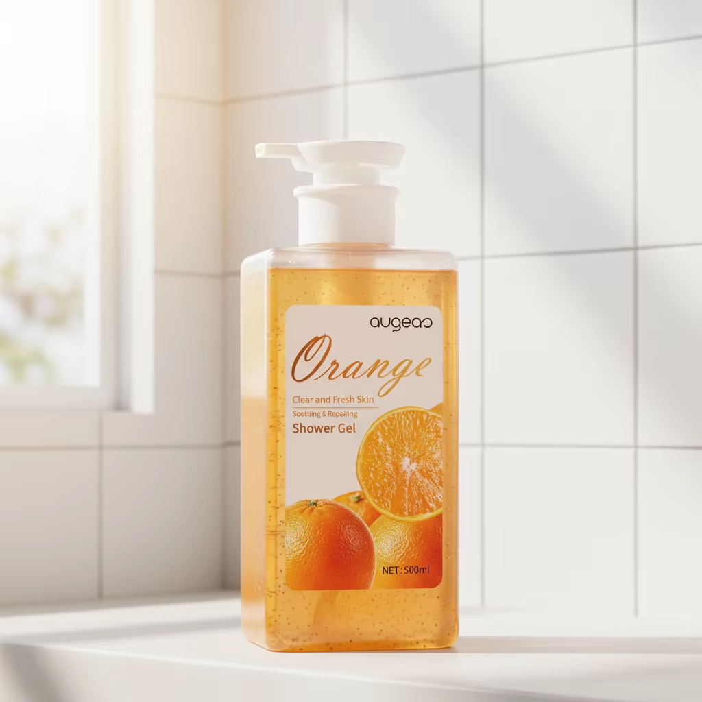 Private Label Skin Brightening Foam Exfoliat Scrub Body Wash Coconut Tumeric Vitamin C Kojic Acid Papaya Orange Shower Gel Set
