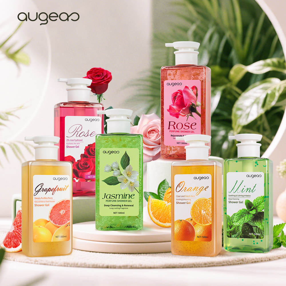 Wholesale High Quality Bath Sets Oil Control Jasmine Orange Grapefruit Mint Rose Whitening Shower Gel