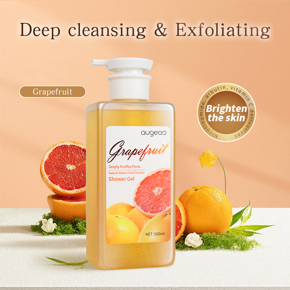 Wholesale Manufacturer Professional Deep Fresh Citrus Scent Oil Control Body Wash Augeas Grapefruit Shower Gel